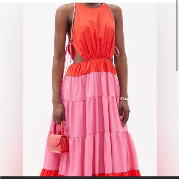 NWT STAUD Minerva Dress in Red/Pink Women’s Size Medium - Picture 7 of 13